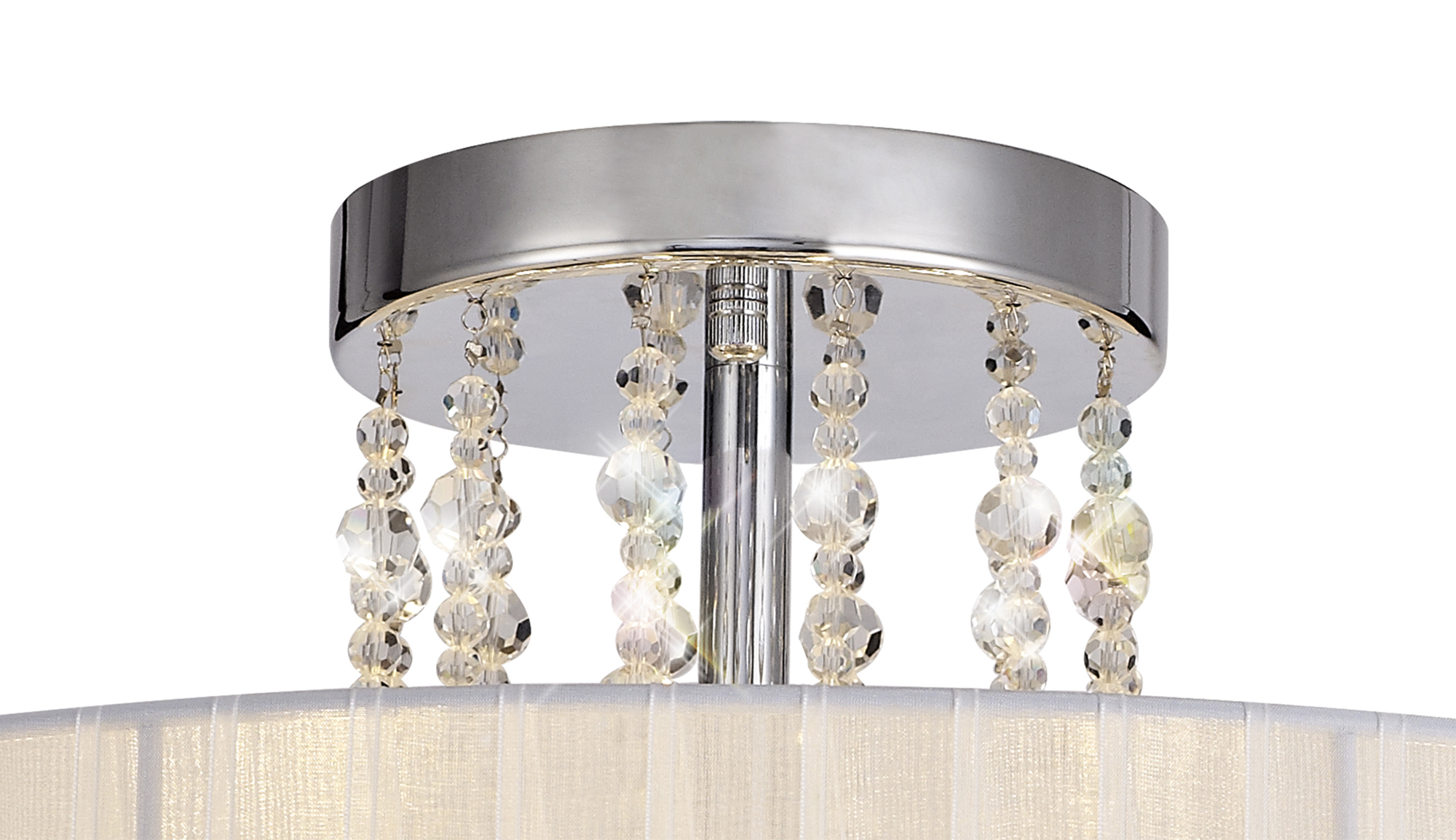 Freida Polished Chrome-White Crystal Ceiling Lights Diyas Shaded Crystal Fittings